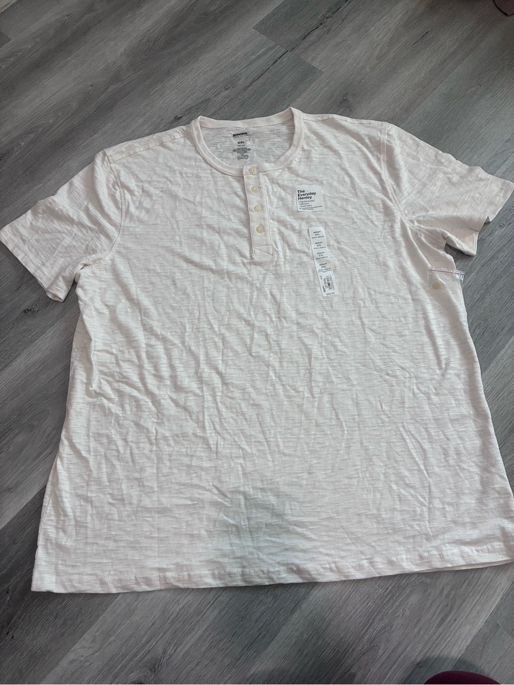 Sonoma Men's Light Pink Short-Sleeve Henley Shirt